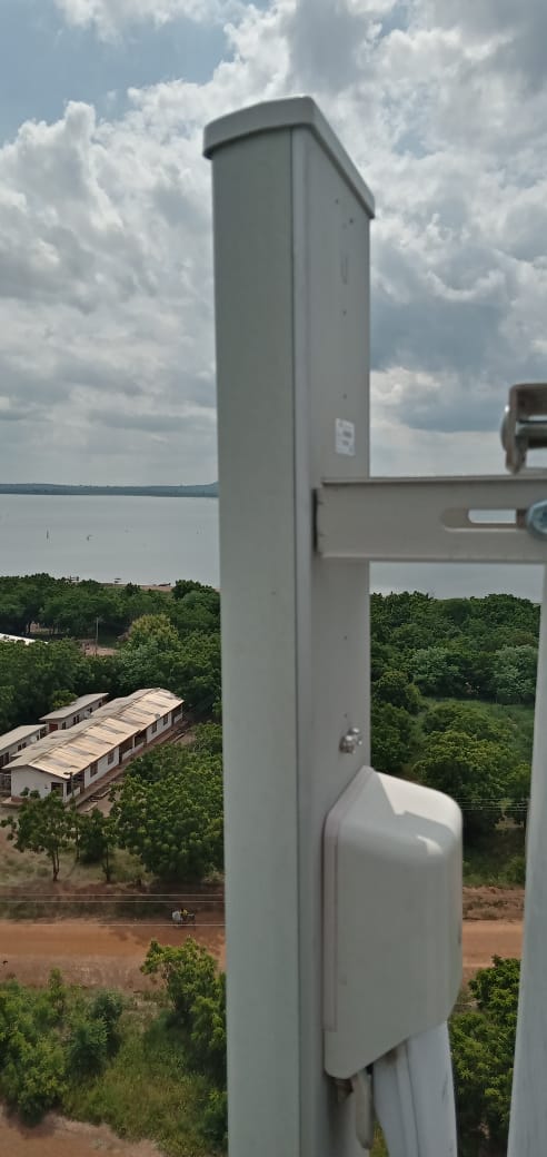 airMAX Rocket Prism 5AC and sector antenna on the tower