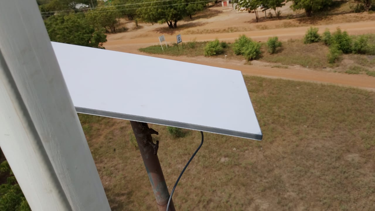 Starlink Gen3 dish mounted on the clinic tower