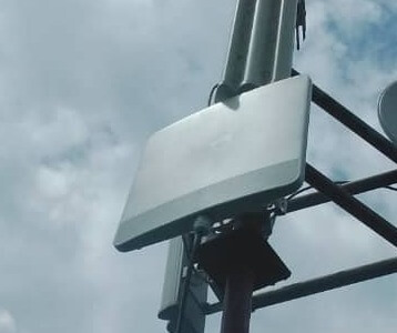 Sector antenna mounted on the Samreboi radio mast