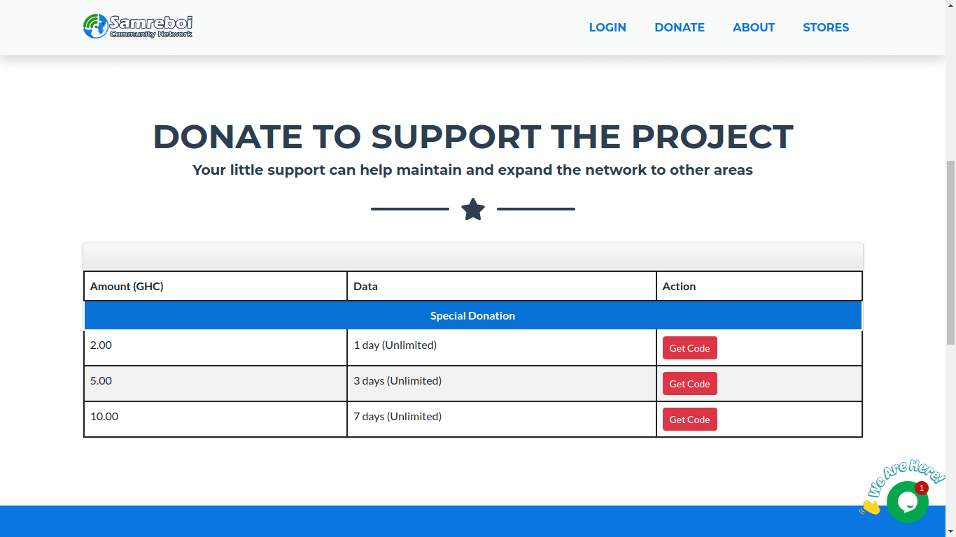 Donation portal page