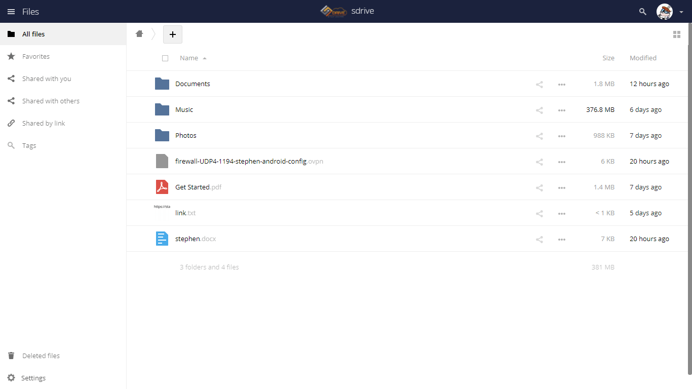 SDrive dashboard